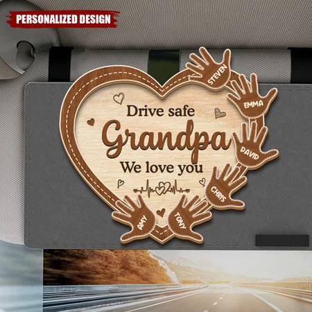 Drive With Love And Care - Family Personalized Custom Car Visor Clip